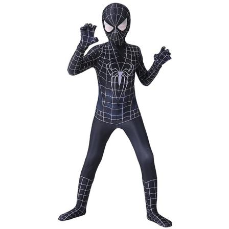 Sort Spiderman Cosplay Superheltekostume Børne Voksen Bodysuit vY 100 Kids (90100cm)
