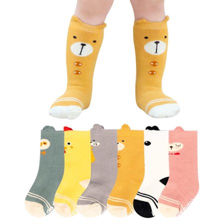 6 par vinterstrumpor i bomull för spädbarn