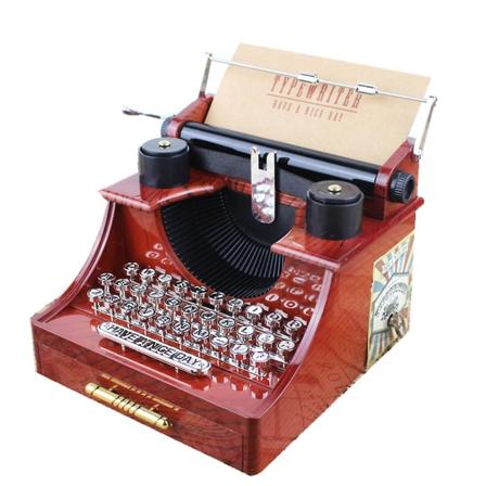 Skrivemaskin Spilleboks Skrivemaskin Modell Skrivebord Ornament Musikinstrumenter Dekorasjon For Hjem(1 stk, Brun)