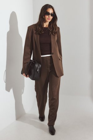 NA-KD Pantalon de tailleur basique - Pantalon cigarette - Brun - EU 36