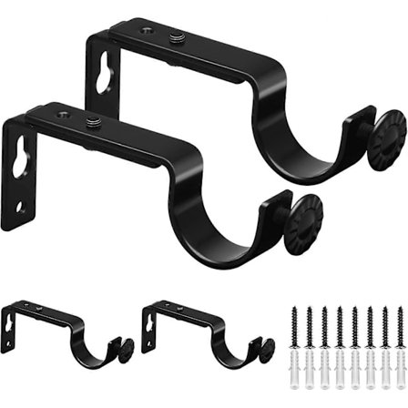4-pack Kraftiga Svarta Justerbara Gardinstångsfästen i Metall för 25-28 mm Gardinstång