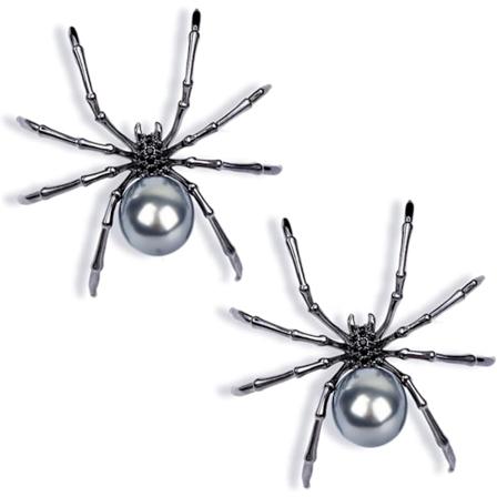 2-pack Punk Spindelkristallpärla Brosch Nål Set för Kvinnor Män Rock Gothic Faux Pärla Djur Ryggsäck Halsduk Skjorta Väska Hatt Sha