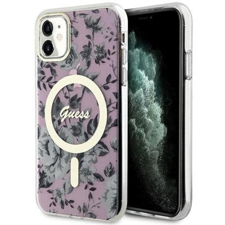 Guess GUHMN61HCFWSP iPhone 11/Xr 6.1" vaaleanpunainen kukkakotelo MagSafe