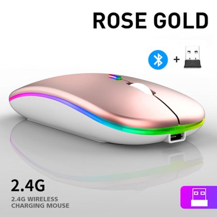 Bluetooth trådlös med USB uppladdningsbar RGB-mus BT5.2 Rose Gold