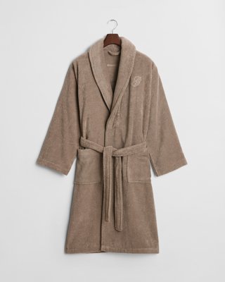 GANT - Brodert morgenkåpe, unisex taupe beige