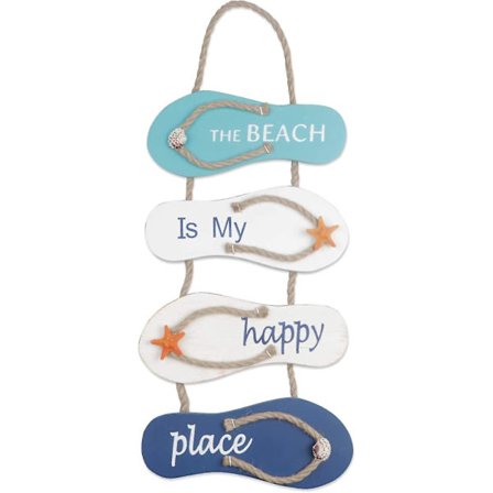 Merellinen ranta-flip flop -seinäkoriste, puiset flip flop -seinäripustukset seinälle ja ovelle, merellinen kodin sisustus, (valkoinen, sininen) (1 