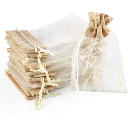 30 Organzaposer med Burlap 10x15cm Poser Genanvendelige Organza Gaveposer