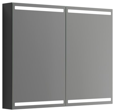 Dansani Luna Level Spegelskåp 100 cm, med ljusstyrning Svart matt, Badrum