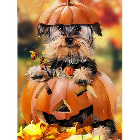 30x40cm, græskar hvalp 5d diamant malet rhinestone broderi c