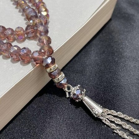 Flate krystall bønneperler håndspyd som perler LILLA