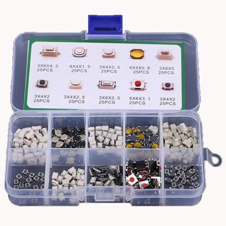 250 bitar10 typer hållbar bil fjärrkontroll surfplatta aktiv tryck knapp omkopplare bilnycklar knapp