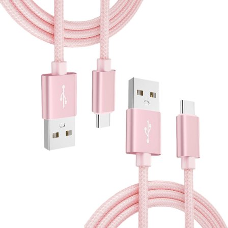2 Pack 3m USB-C laddare till Samsung S10, S10E, S10 Plus Rosa