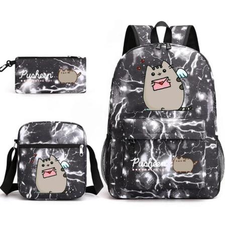 3 st Kawaii katt-ryggsäckar tecknad cosplay skolväskor pojkar flickor pennfodral lunchväska resväska barn födelsedagspresent 6