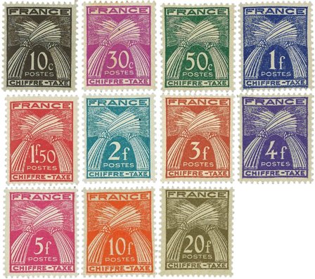 Frankrig 1943-1946 - YT TX67-77 - Portomærker - Postfrisk