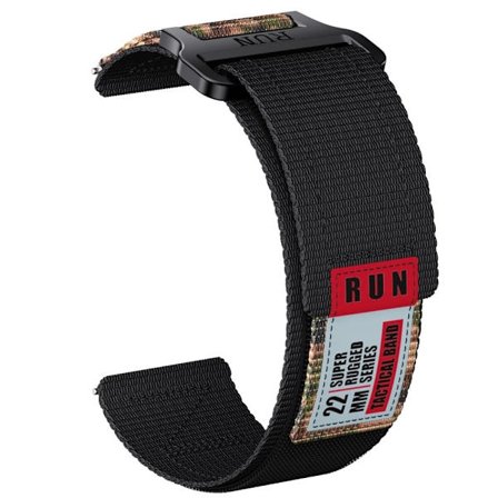 20mm klockarmband Samsung Galaxy Watch7 44mm / 40mm / Watch6 44mm / 40mm Nylon Magic Tape Run Strap - Svart / Kamouflage