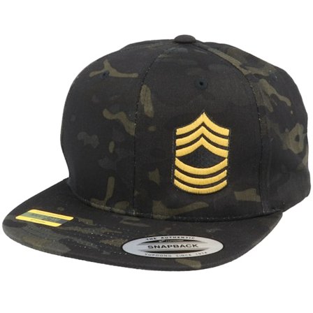 Army Head - Master Sergeant Insignia Side Panel Multicam Black Snapback Snapback Camo Cap - @ Hatstore