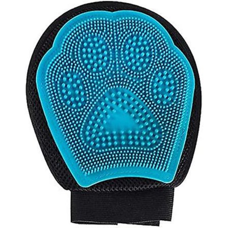 Pälsvårdshandske kompatibel med hundar och katter, söt borste och massage för att ta bort hår från husdjur, blå