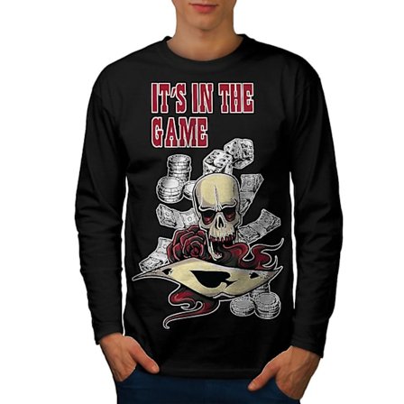 In The Game Skull Gamble Men Blacklong Sleeve T-shirt