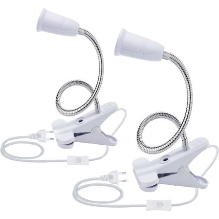 2 st LED-bordslampfot E27 klämbara glödlampor med strömbrytare