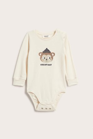 Kappahl | Pitkähihainen body, jossa eläinaiheinen kuviointi | Vaaleanbeige