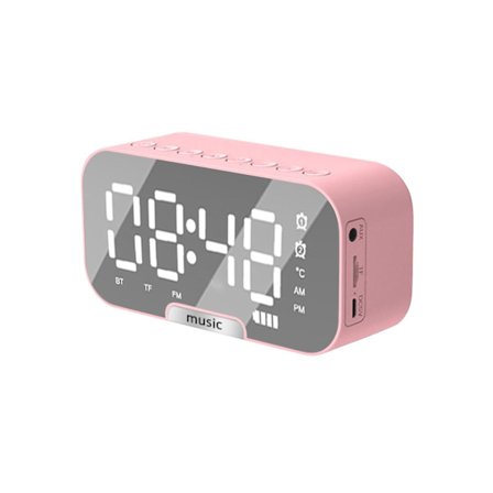 Rea-utförsäljning Bärbar väckarklockradio Bluetooth-högtalare (En storlek, rosa)