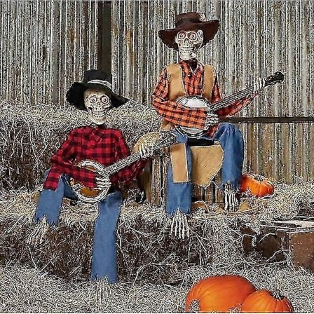Halloween Animert Banjo Skeletons, Hjemmedekorasjon Banjo Skeletons Halloween Fall Innendørsdekor -CHNSZ