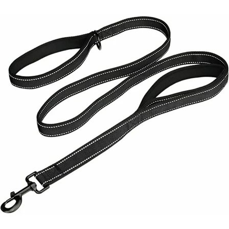 Langt hundesnor til store hunde, 1,5 m tyk nylon hundesnor med dobbelte håndtag og 2 polstrede håndtag