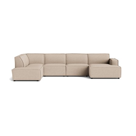 Komfortabel Lyon U-sofa, højrevendt - Loop Beige - 368x218x80cm - Elegant U-sofa til stuen - Højrevendt model