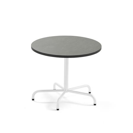 Tisch PLURAL, Ø 900x720 mm, Linoleum-Platte, dunkelgrau, weiß