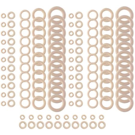 120 kpl Luonnonpuurenkaita, Viimeistelemättömiä Makramee Puurenkaita, Puukiekkoja DIY-askarteluun, Rengasriipus