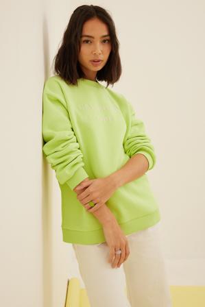 Misslisibell x NA-KD Tröja med tryck detalj - Bekväma hoodies och sweatshirts - Grön - EU 52