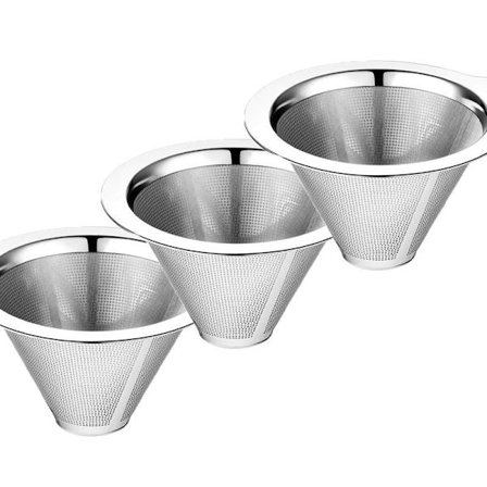 Opgraderet kaffefilter til pour over, kaffedrypper, papirløst kaffefilter i rustfrit stål, brygger til en til to kopper kaffe (3 stk)