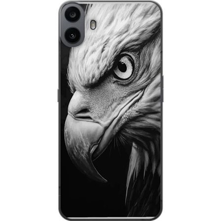 Nothing CMF Phone 1 Gjennomsiktig deksel Ørn nærbilde realistisk portrett kraftfullt blikk fugl detaljert svart-hvitt art natur dyreliv sterkt dyr v