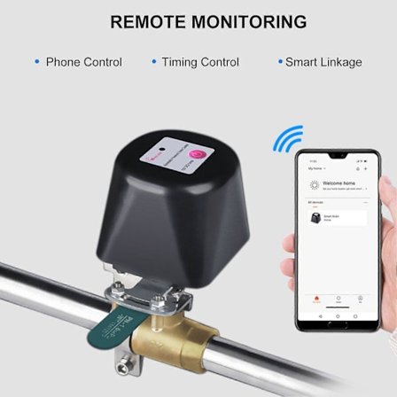 WiFi Smart Vattenventil med Timer Vatten Auto Avstängningsventil Kontroller Hemautomation Vattenavstängningsventil Kompatibel med Alexa, Applikation