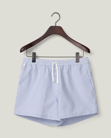 Lexington Striped seersucker swim trunks, blue