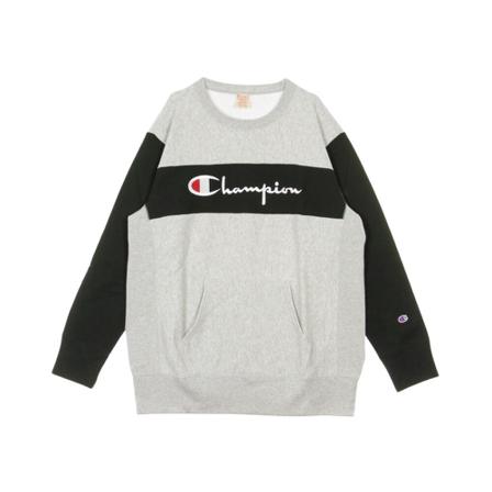 Champion Color Block kængurulomme Reverse Weave Crewneck Sweatshirt Grå, Herre Sweatshirts