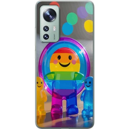 Yhteensopiva Puhelinkuori Xiaomi 12 Pastellivärinen yksisarvinen, jolla on sateenkaaren harja ja suuret silmät taianomaisessa talviympäristössä.