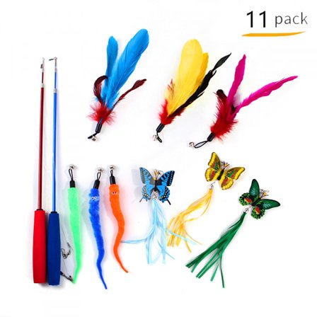 Katt leksak trollspö, infällbar katt trollspö leksak och ersättning Refi