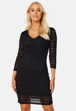 VILA Chikka Lace 3/4 Short Dress Black Klær