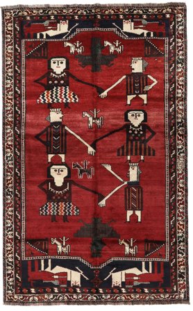 Orientalsk Ghashghai Tæppe 156X250 Mørkerød/Sort Uld, Persien/Iran