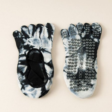 Lulu Yoga Anti-skli Sokker, Batikfargede Damesokker, Profesjonelle Fem-Finger Pilates Bomullsokker, Sports Innendørs Split-Toe Sokker, 