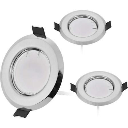 Sett med 3 ultra-tynne nedfelt LED-spotlys med 3x5W dimmbare pærer 220V Spotmodul, hulldiameter 55 mm, dimmbare, varm hvit 3000K, 120° strålevinkel