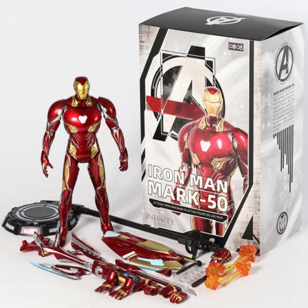 1/7 Avengers Iron Man Mk50 Actionfigur Med Led-ljus