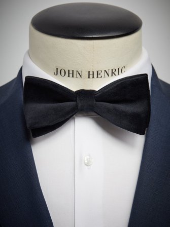 John Henric Herr Svart Sammetsfluga Storlek Pre-tied