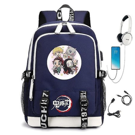 Demon Slayer USB-gränssnitt Student Ryggsäck Datorväska