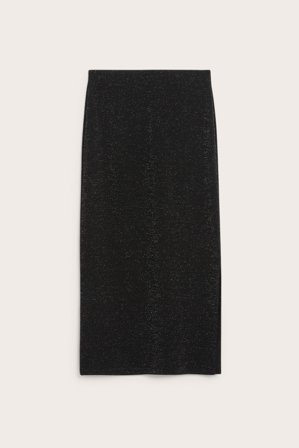 Kappahl | Glittrig midikjol | Svart