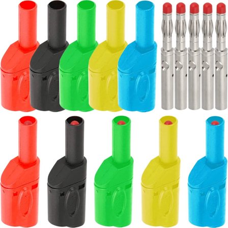 ING Multimeter Testledninger 4mm Bananplugger Sikkerhet Fullt Isolert Skjermet, 10 stk