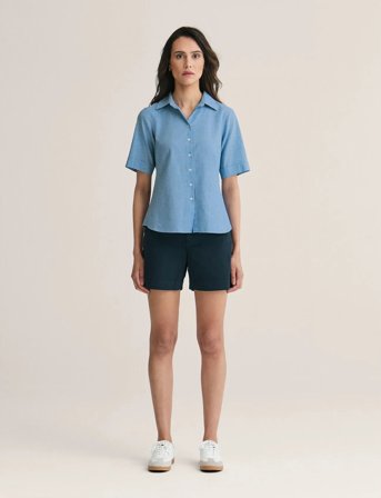 Newhouse Corfu Linen Shirt - Blue - 36