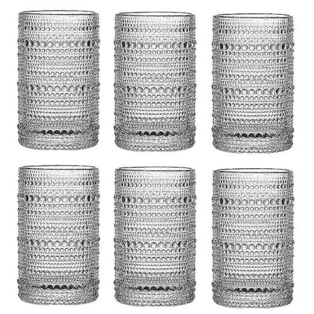 Vintage Hobnail Drikkelsets med 6 Cocktailglas, Vandglas, Kop, Bar Glasvarer