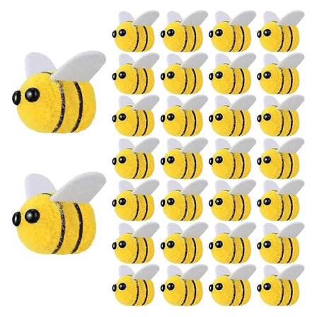 50 ST Bee Pompom Hårboll Polyester Barn Huvudbonad Bröllopsfigurer DIY Handgjort Material Hatt Cl